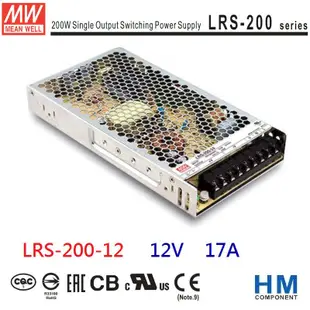 MW明緯 電源供應器 LRS-200-12 12V 17A-HM
