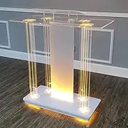 Led Podium, Rolling Podium, Acrylic Podium with Casters, Speech Podium, Portable Transparent Podium Stand for Church, Restaurants, Weddings, Office and Classrooms