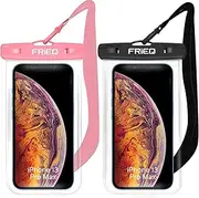 Waterproof Case 2 Pack for iPhone Xs Max XR XS X 8 7 6S Plus, Samsung Galaxy S10 S10e S9 S8 +/Note 9 8, Pixel 3 2 XL HTC LG Sony Moto up to 6.5" (Black and Pink)