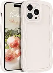 YINLAI for iPhone 13 Pro Case Cute Curly Wave Frame Shape Soft TPU Silicone Cover for Women Men Camera Protection Shockproof Phone Case for iPhone 13 Pro 6.1", White