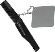 ERINGOGO Portable Folding Comb with Keychain and Square Mirror for Men Travel Friendly Fine Tooth Beard Comb Compact and Durable Design for Grooming the Go