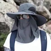 GGP Dark Gray Outdoor Uv Protection Sun Hat With Detachable Face And Neck Flap Wide Brim, Breathable, And Lightweight