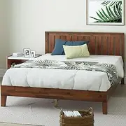 Zinus Deluxe Single Bed Frame Solid Wood Platform Bed with Solid Timber Headboard Mattress Foundation - Antique Espresso, Superior Long-Lasting Heavy Solid Wood