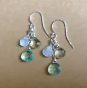 NEW MULTI GEMSTONE STERLING SILVER SUNDANCE CHARM EARRINGS STUNNING HANDMADE