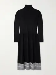 [Proenza Schouler White Label] Proenza Schouler White Label - Lila Tie-dyed Wool Turtleneck Midi Dress - Black - medium medium Black