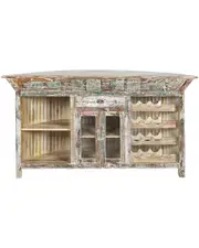 Peyton Lane Distressed Brown Curved Wooden Bar Table