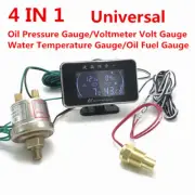 4In1 Multifunction Car LCD Digital Voltmeter Water Temp Oil Pressure Fuel Gauge