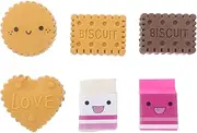 DOITOOL Cookie Erasers for Kids: 6PCS 3D Cute Food Puzzle Eraser Mini Biscuit Eraser, Novelty Fun Kawaii Erasers for Students Girls Kids Boys Women School Office Supplies