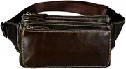 Men's Pocket Leather Pocket Retro Crossbody Men's Crossbody Men's Travel Pocket Coin Wallet (Color : Coffee, Size : S)