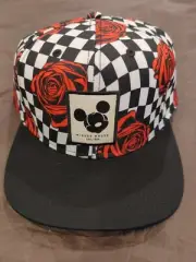 Mickey Mouse Checkered Roses Snapback Hat . Brand New. OSFM