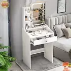 Makeup Vanity Table Set with LED Lighted Mirror Shelves Drawers Dressing Table