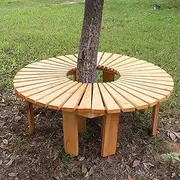 Outdoor Tree Bench Wrap Around Garden Seat, Solid Wood Slatted Bench Weatherproof, Wooden Curved Benches Patio Backless Bench for Porch, Lawn, Backyard(Half Round)