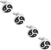 [WOFASHPURET] Yin Yang Tai Chi Cufflinks Men Lapel Black Shirt Holder Tie Tux Pin Pocket Accessories Studs Button Man Arm Cuff Links Uniform Cufflinks Sleeve Cufflinks Alloy