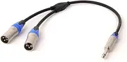 ROBAUN 1PC 6.35MM to Dual XLR Y-Splitter Cable 1/4 Inch TS Jack to 2 XLR Male/Female OFC Shielded Cable for Guitar Amplifier(Z01-D1001MX2-SLBU,0.29m)