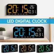 Large Digital Wall Clock Temperature Date Week Electronic Table Alarm Dimmable