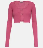[Blumarine] Blumarine Logo ribbed-knit cropped cardigan AU 14 red