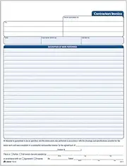 Adams Contractor's Invoice Book 8.38 x 11.44 Inch, 3-Part, Carbonless, 50 Sets, White, Canary, Pink (TC8122)