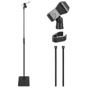 Pyle Square Base Microphone Height Adjustable Stand with Mic Clip