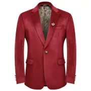 Men's Velvet Blazer for Casual Men's Blazer one-Button Lapel Tuxedo with Broo...