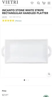 Vietri Incanto Stone White StripeRectangular Handled Platter