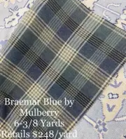 Mulberry Lee Jofa Wool Plaid Check Uphol Fabric- Ghillie / Teal 6-3/8 FD805.R11