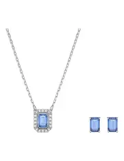 [Swarovski] Una Set Octagon Cut Rhodium Plated in Blue