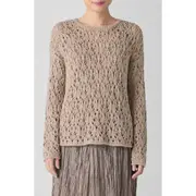 Eileen Fisher Crewneck Organic Cotton Sweater in Wheat at Nordstrom, Size Small