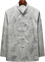 [ZIRIA] Chinese Dragon Retro Tang Suit Kung Fu Tai Chi Clothes Men's Hanfu Fu Cheongsam with Pocket Shirt Bottoming Shirt