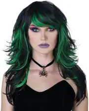 Black Green Tempting Tresses Costume Wig