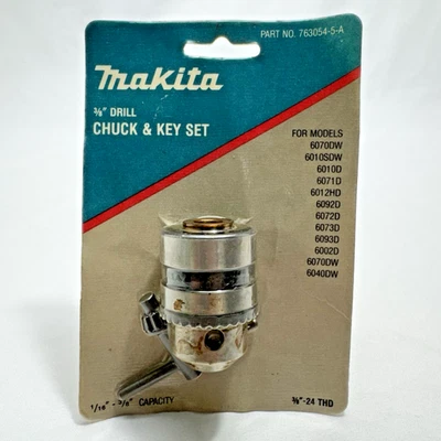 MAKITA 763054-5-A 3/8" Drill Chuck & Key Set 1/16"-3/8" Capacity 3/8"-24 Thread