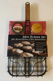Charcoal Companion Mini Burger Set, Burger Basket & Mini Burger Press -NWT