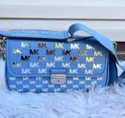 Michael Kors Bradshaw Convertible Shoulder Bag Chambray Mk Metalic Logo