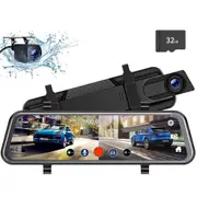1080P Dash Camera 10 Inch Front Rear View Cam Car DVR Tail Reversing Mirror Recorder with 32G Memory Card