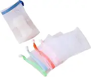 WRITWAA 5pcs Exfoliating Soap Saver Pouch Durable Net Soap for Body and Facial Cleansing Comfortable Texture Easy Closure for Quick Drying Random Color