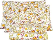 Bedlifes Floral Sheets King Ultra Soft Breathable Silky Flower Bed Sheets Deep Pocket 100% Microfiber Sheet Set 4 Piece King Size Yellow Floral