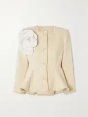 [Huishan Zhang] Huishan Zhang - Agar Appliquéd Tweed Jacket - Off-white - UK 10 UK 10 Off-white