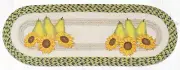 Braided Jute Hand Stenciled Oval Table Runner. Earth Rugs. PEARS & SUNFLOWERS
