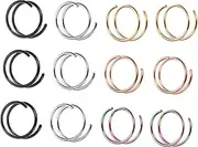 ANDRESLAD Stylish Nose Ring Hoops 12pcs Spiral Nose Piercing Jewelry Fashion Jewelry for Women