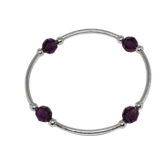 February AMETHYST Birthstone Bracelet - Swarovski Crystal - 8mm - Sterling Silver