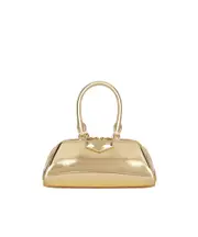 Mini Antigona East-West bag in laminated leather One size golden