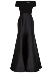 Solace London Leandra Black Off-the-shoulder Gown - 12 12