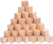 100 Pcs 2 Inch Unfinished Wooden Blocks - Solid Wood Square Cubes for Arts - Crafts Projects and Puzzle Making