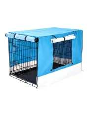 [Paw Mate] Dog Cage Foldable Crate Kennel 24in with Tray Blue