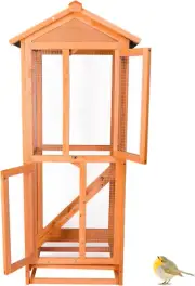 Wooden Aviary House Bird Cage Large Vertical Play House with Waterproof Roof Per