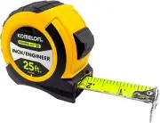 25Ft High Visibility Tape Measure Dual End Hook Inch Engineer Scales Wide Blade