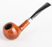 Briar Tobacco Smoking Pipe , Army Mount, Metal Cooling Filter, Gold