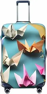 [CADREWY] origami paper crane Print Travel Suitcase Cover Luggage Protector with Elastic Anti Scratch for Carry On, Black, Medium