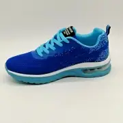 Fashion Womens Lace Up Sneaker Cushioned Insole Blue Knit/Mesh Sz 5.5 NEW