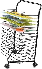 Art Drying Rack Paint Drying Rack Art 16 Shelves Metal Artwork Storage Display Rack Art Drying Rack with Wheels,Mobile Art Drying Rack for Home or Classroom