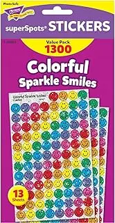 Trend Enterprises T46909 Stickers Colorful Sparkle Smiles 1300 Stickers Multi